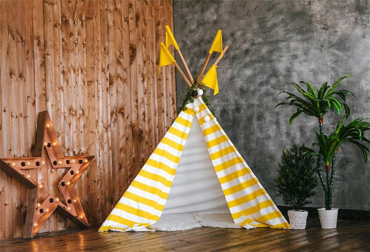 Yellow and White Tent Baby Show Backdrops for Party