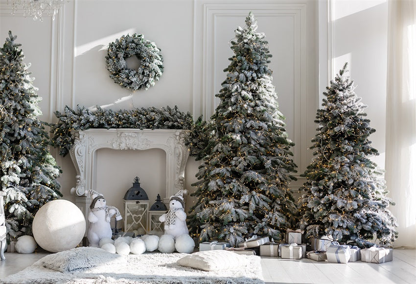 Christmas Tree White Wood Floor Photography Backdrop Prop