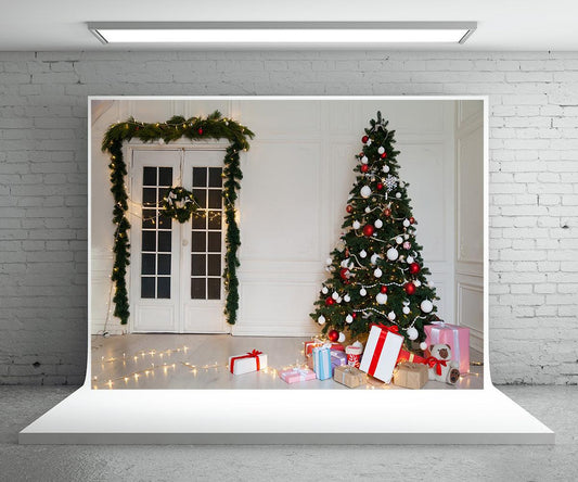 Wood Door Christmas Backdrop for Picture