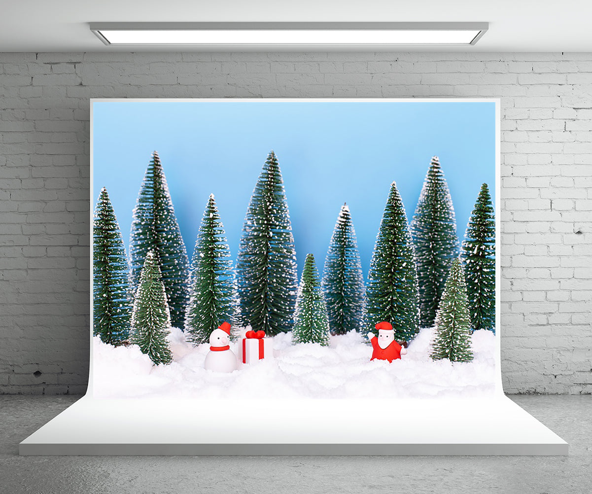 Snowman Pine Photography Backdrops for Christmas