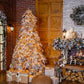 Golden Christmas Tree Wreath Brick Wall Backdrops