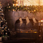 Gold Christmas Tree Fireplace Backdrops for Studio