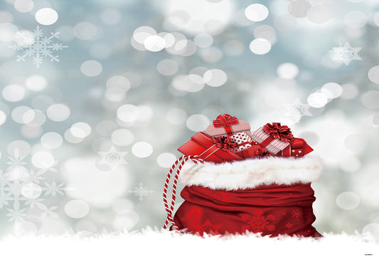 Christmas Red Gift Bags Glitter Bokeh Backdrops