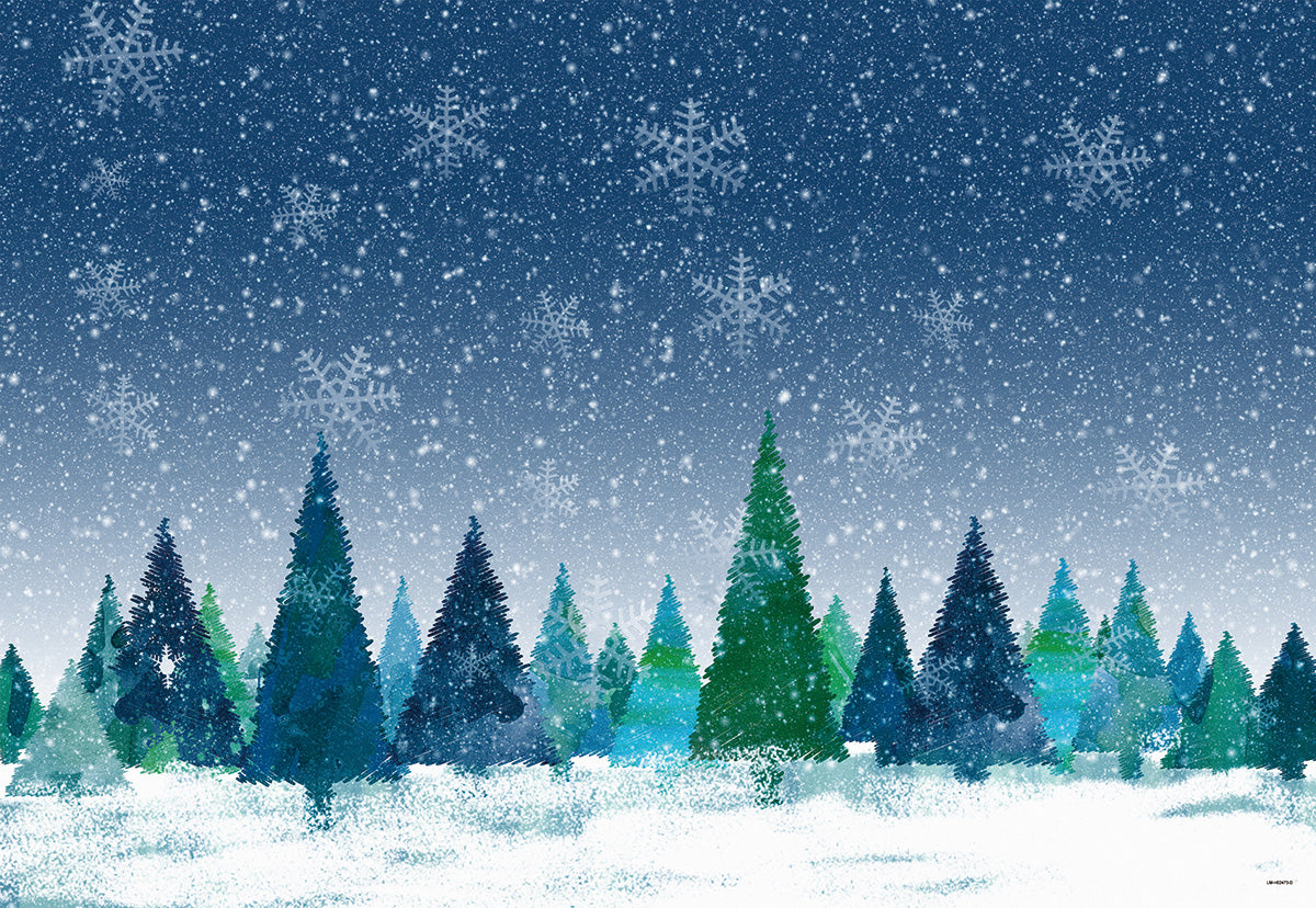 Blue Sky Christmas Tree Snowflake Backdrops