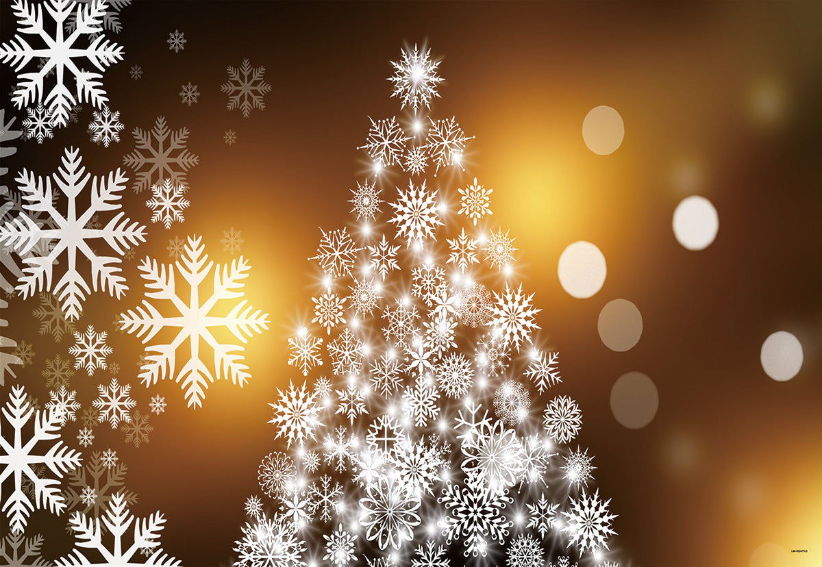 Yellow White Snowflake Christmas Tree Backdrops