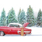 Winter Snow Red Car Forest Backdrop