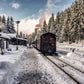 Vintage Train Winter Snow Road Backdrop for Photo