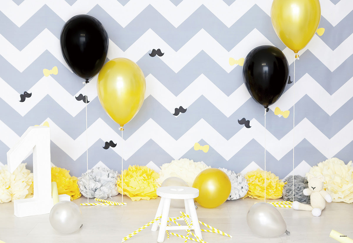 1st Stripes Balloon Flowers Backdrop for Party