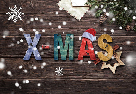 XMAS Dark Wooden Christmas Backdrops for Photography