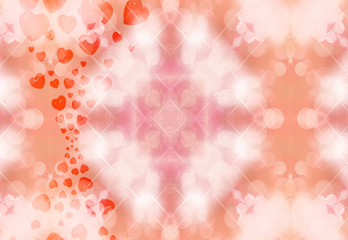 Peach Red Heart Valentine's Day Polka Photography Backdrop