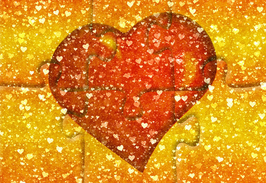 Red Big Heart Yellow Valentine's Day Backdrops for Session