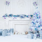 Blue Christmas White Fireplace Photography Backdrops