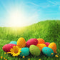 Blue Sky Green Grass Pearl Colorful Eggs Backdrop for Easter