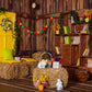 Brown Wooden Room Straw Colorful Easter Backdrops