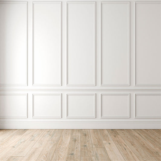 White Wall Wood Floor Backdrops for Wedding