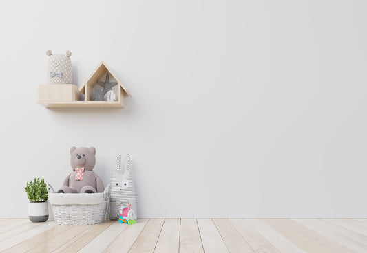 Wood Floor White Wall Bear Birthday Backdrops for Photo