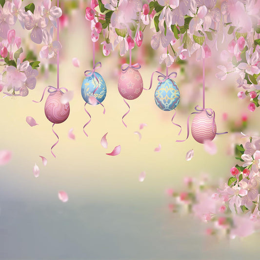 Pink Flowers Easter Eggs Photography Backdrops