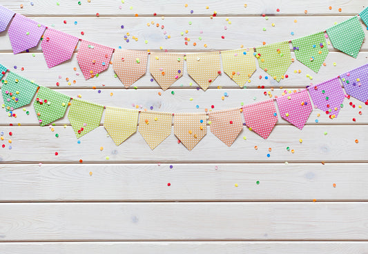 White Wood Wall Happy Birthday Backdrops for Party