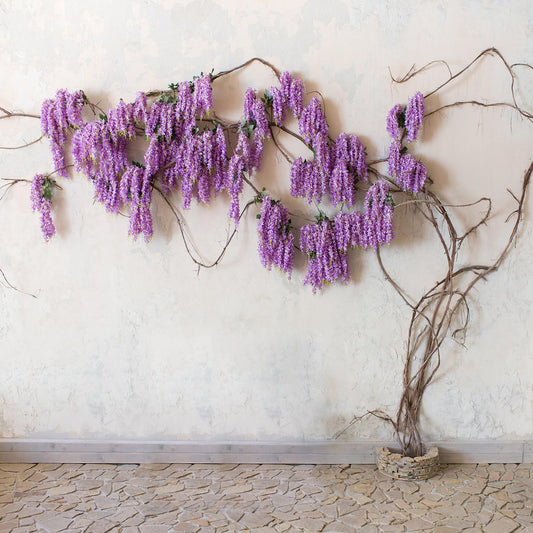 Lavender Flowers Branches Stone Floor Backdrops for Wedding