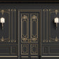 Luxurious Gold Texture Black Wall Door Backdrop for Studio Wedding Prop