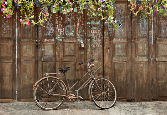Spring Flowers Retro Wood Door Backdrops for Picture