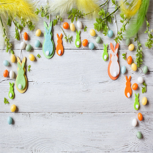 Colorful Eggs Easter Rabbit Feather Photography Backdrops