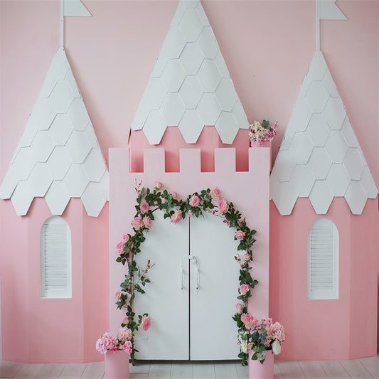 Baby Show Pink House Flowers Newborn Backdrops for Studio