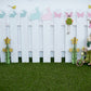 White Fence Rabbit Butterfly Grass Easter Backdrops for Photo