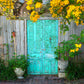 Spring Wood Door Flowers Vintage Photography Backdrops