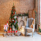 Christmas Backdrops Brick Wall Wood Floor Background for Photography
