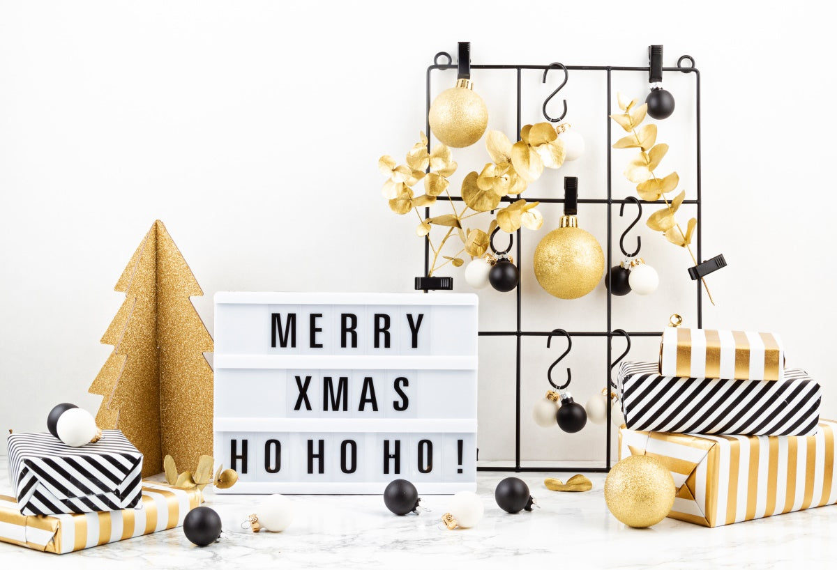 Christmas Merry XMAS Backdrops Gold Gift Background