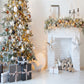 White Brick Fireplace Christmas Backdrops for Studio