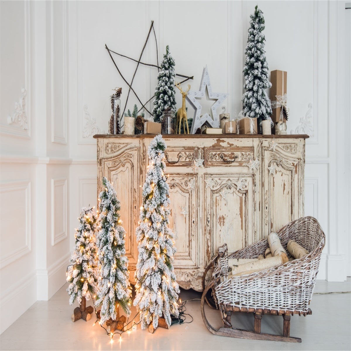 Vintage Wood Christmas Photo Backdrops for Prop