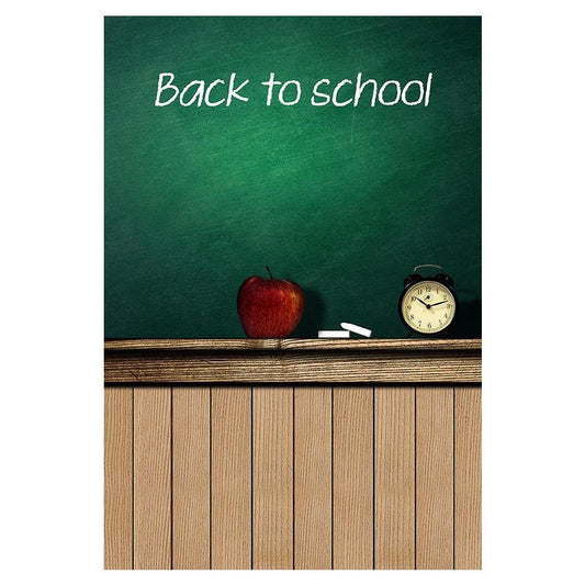 Printed Back To School On Chalkboard  and Wood Floor For Students Photography Backdrop
