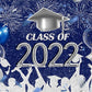 Blue and Silver Glitter Background 2022 Graduation Party Backdrop for Photography SBH0101