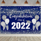 Graduation Blue and Silver Glitter Background Congratulations Class of 2022 Photography Background SBH0102