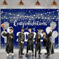 Graduation Blue and Silver Glitter Background Congratulations Class of 2022 Photography Background SBH0102