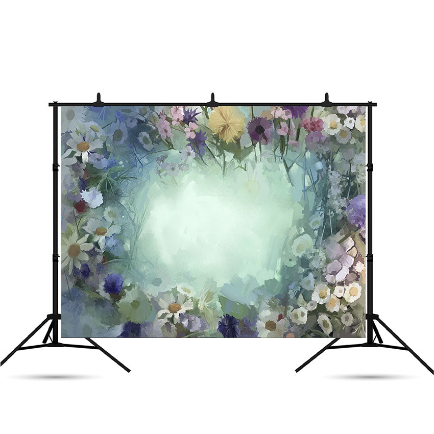 Oil Painting Vintage Flowers Background Daisy Sakura Abstract Photography Backdrop for Photo Studio SBH0024