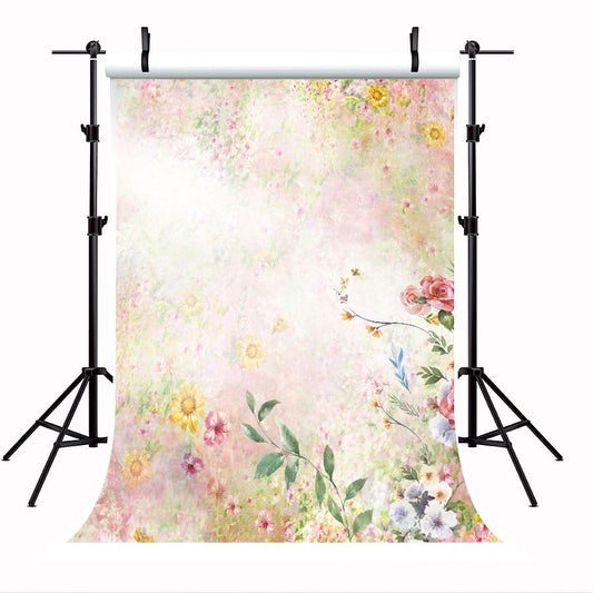 Watercolor Painting of Leaves and Flower on White Background for Photo Studio SBH0033