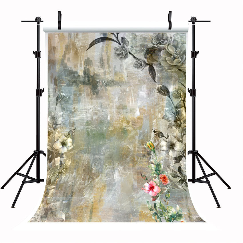 Abstract Art Colorful Flowers Painting Multicolored Photo Backdrop SBH0034