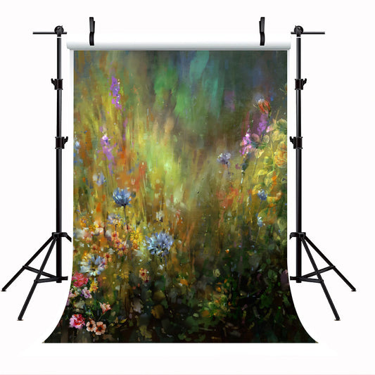 Abstract Colorful Flowers Landscape Painting Background for Photo Studio SBH0037