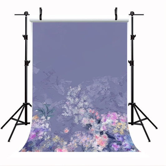 Purple Background Oil Painting Flower Decoration Backdrop for Photography SBH0067