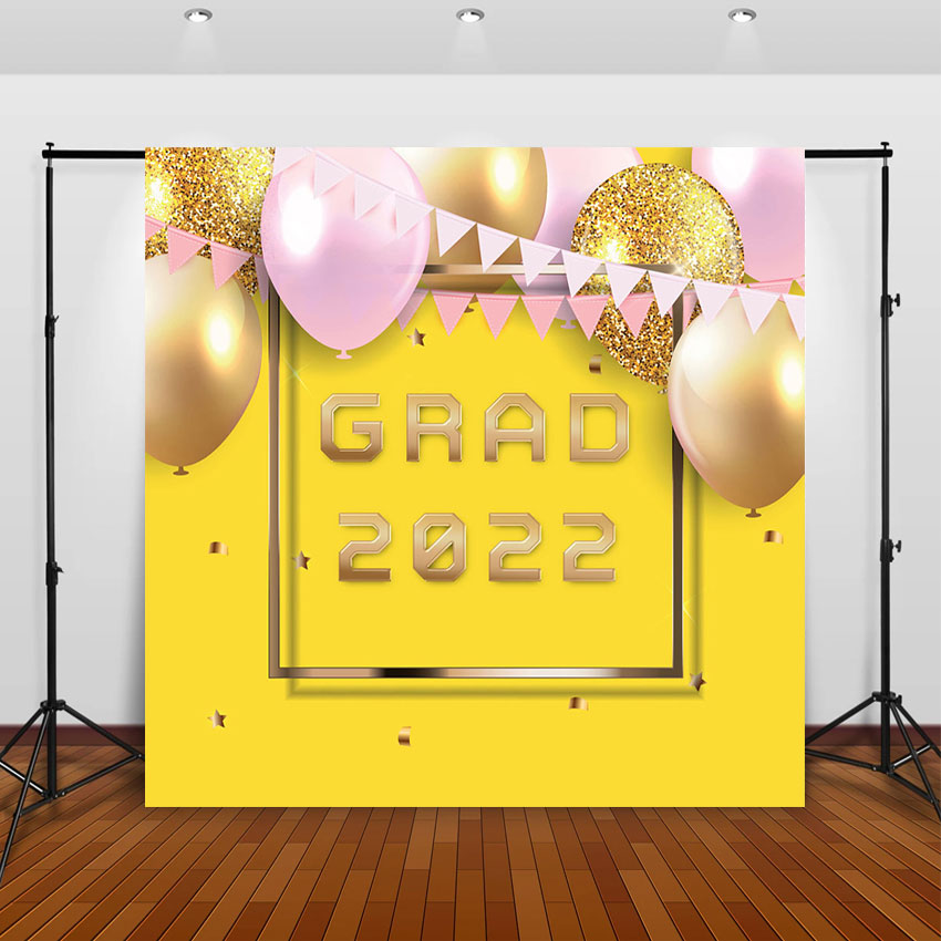 Yellow Background Balloon Decorations College 2022 Graduation Backdrop for Graduation Party SBH0073