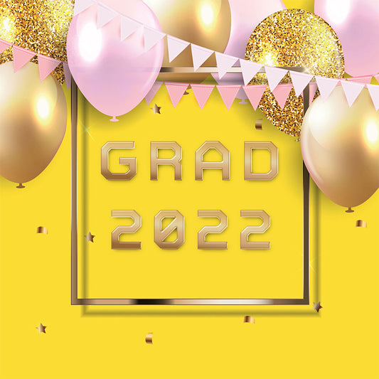 Yellow Background Balloon Decorations College 2022 Graduation Backdrop for Graduation Party SBH0073