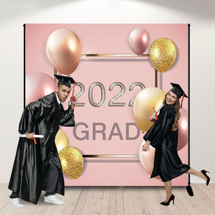 2022 Pink Graduation Party Decoration Golden Balloon Graduates Backdrop for Photography SBH0074