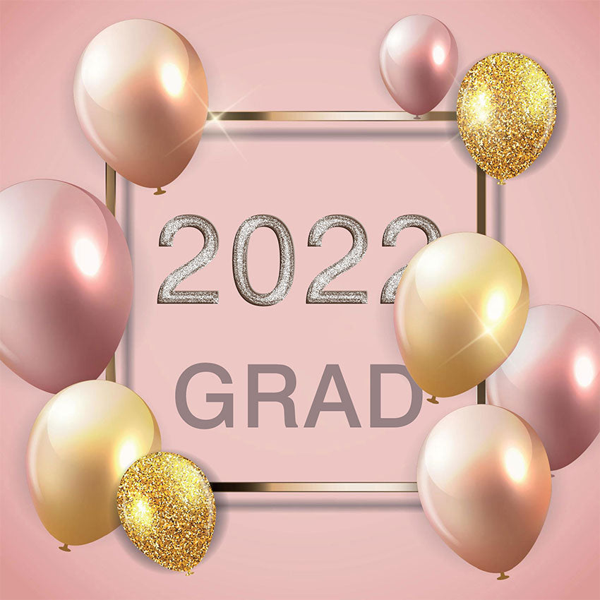 2022 Pink Graduation Party Decoration Golden Balloon Graduates Backdrop for Photography SBH0074