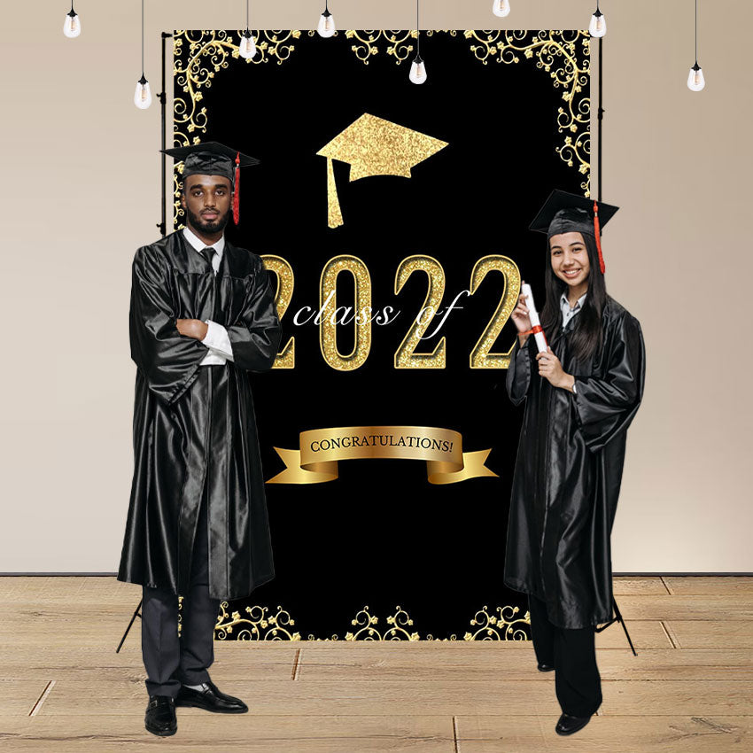Black Background Graduation Class of 2022 Backdrop for Photography Photo Studio SBH0086