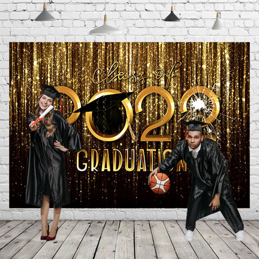 Gold Sequin Glitter Graduation Party Backdrop Background for Photography SBH0093