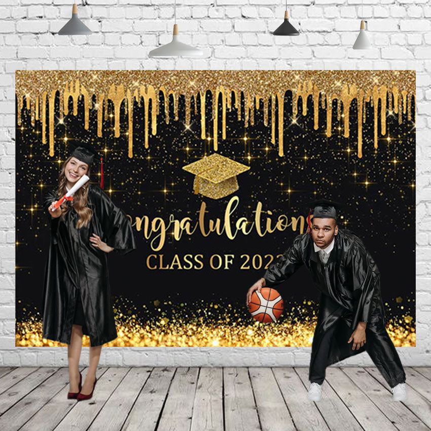 Gold Sequin Glitter Background 2022 College Graduation Backdrop for Photography Photo studio SBH0094