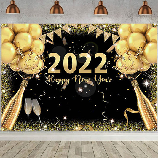 Champagne Gold Glitter 2022 Graduation Party Backdrop for Photography SBH0095